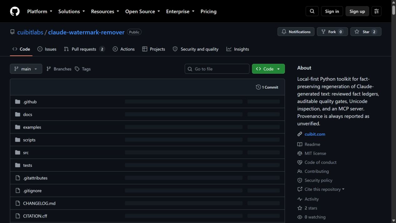 GitHub repository page for Claude Text Lab